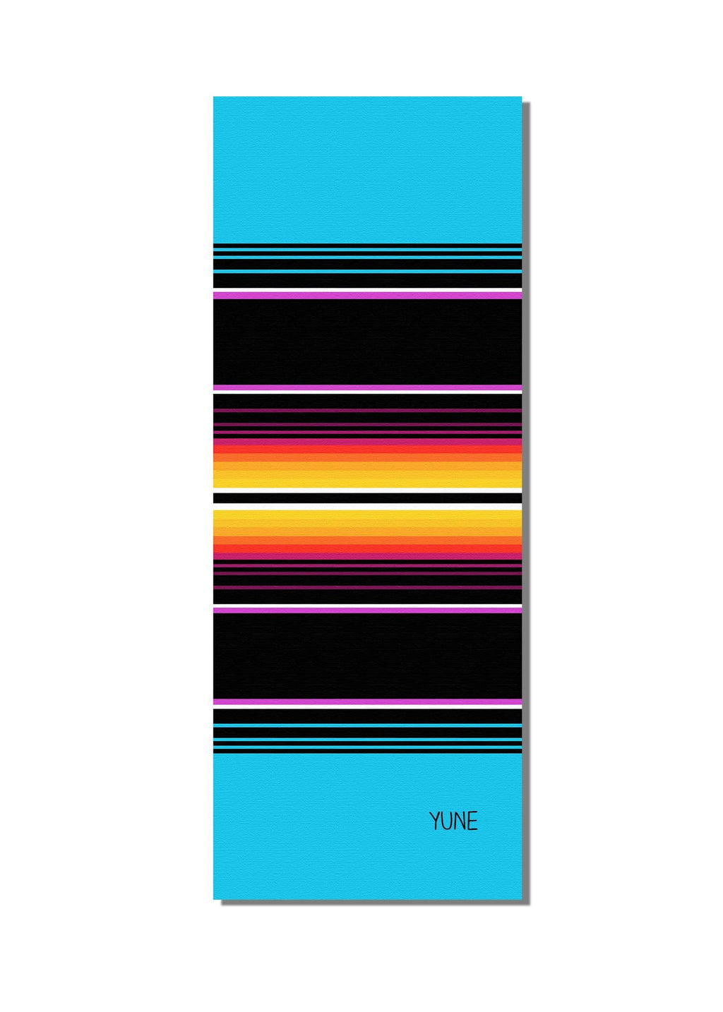 Yoga mat – 6mm thick eco friendly, non-slip blue design with vibrant stripes | Yune Yoga