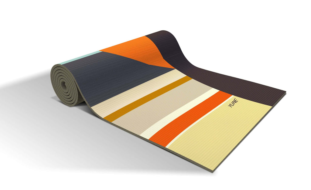Yune multicolor yoga mat, 6mm thick, non-slip, eco-friendly design for comfortable workouts.
